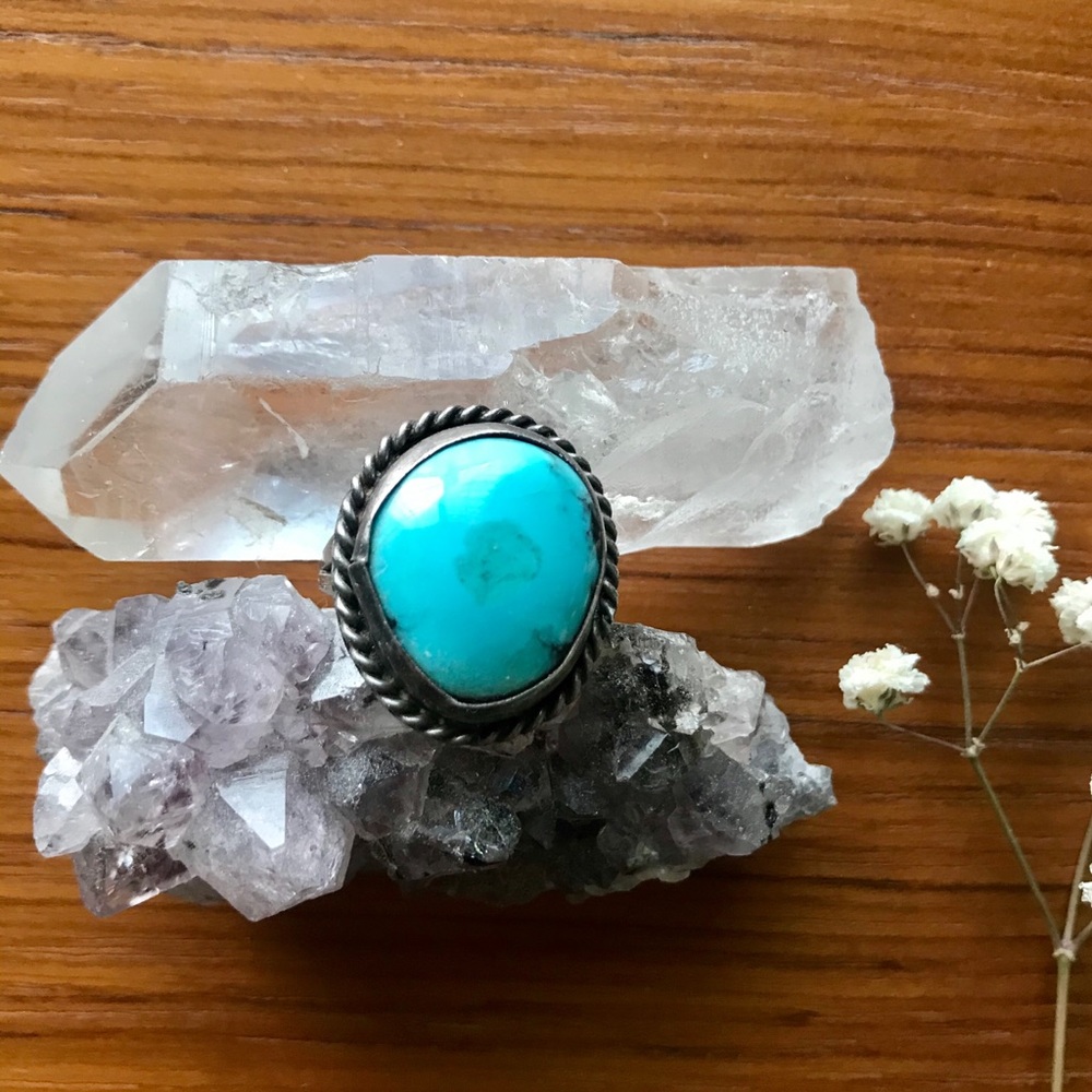 Turquoise and sterling silver ring